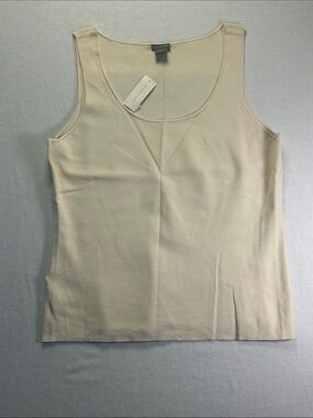 Ann Taylor Cream Scoop Neck Tank